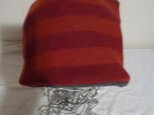 リバーシブル圧縮ニット帽子　赤系×杢グレーFの画像
