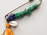 リサイクルシルクと毛糸タッセルのカラフルストールピン　st011