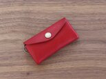 イタリア製牛革のコンパクトなキーケース ／ レッド※受注製作