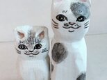 木彫り猫　白の画像