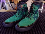 26cm限定　緑ドット染め牛本革靴　スエードグリーンレザーブーツの画像