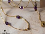 アメジスト×淡水パール・ヴィンテージビーズネックレスn1057