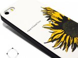 iphone5/iphone5s/iphoneSE用 軽量レザーケースカバー（オフホワイト×ブラック）ひまわり 向日葵の画像