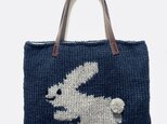 ニットバッグ　うさぎ　（紺）