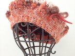 ふわふわ糸で編んだ ベレー帽 BRの画像