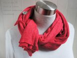 リネン・ニットのストール　　ピンクレッド