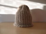 モヘアのリブ編みニット帽・フォーン●受注生産●の画像