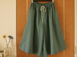 再販・コットンリネンのガウチョパンツ・グリーン
