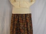 着物リメイク　紬の抽象柄のふんわりスカートの画像