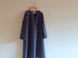 オーバーチェック　フロントスリットワンピース