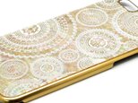 iPhone6/6s 天然貝ケース(合金チタンゴールド・ホワイトレース)<螺鈿アート>
