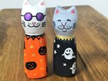 木彫り猫　ハロウィン　グレーの画像