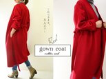 メルトンwool（ウール）100％　真っ赤なガウンコート/レッド【目安体系　11号（M）～17号（LL）】b22-4の画像