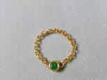 宝石質エメラルドベゼルチェーンリング（12号）