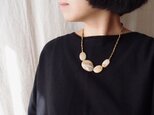送料無料 ウッドオパライト×バロックパール アシンメトリーネックレス … yellow
