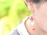 アジサイ【ラックダイ染】アシンメトリのチェーンピアス 14kgf/イヤリング
