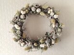 冬のもりもりリース(ホワイトグリーン・23cm)