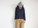 Cotton wool check Cut-sew LADY'S  NAVYの画像