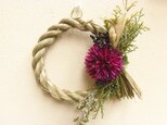 しめ縄アレンジ　リース型　　アリウム紫
