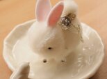 【再販】ちいさなぬいぐるみ　白うさぎ*黒目