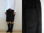 ゆるりコートハーフパンツ(裏付)　黒アンゴラ混wool