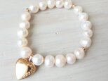 K14GF heart locket pearl braceletの画像