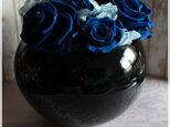 青バラと紫陽花のプリザーブドフラワーの画像