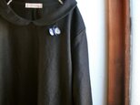 リネン１００％　丸襟ワンピース　　黒　長袖の画像
