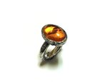 Forged Silver Ring w/Amberの画像