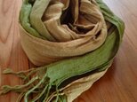 訳あり…草色×芥子色…コットンショールの画像