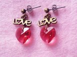 (ご予約品)スワロハートのLOVEピアス(インディアンピンク)