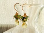 レモンクォーツとグリーントルマリンのピアス