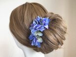 ブルーグリンの紫陽花のUピン（S:3本）　髪飾り　浴衣　着物　成人式　和装　結婚式　髪飾り　和装　ブルーグリン　青　ブルー　浴衣の画像