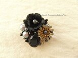 黒いお花のブローチ（K0406)