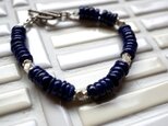 ラピスラズリ（ロンデル）とシルバービーズのブレスレット