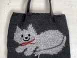 ニットバッグ　ねこ　（チャコールグレー）