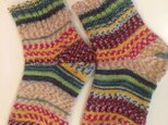 ドイツソックヤーンの手編み靴下【ポリプー冬の精霊】送料込の画像