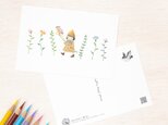 5枚セット。絵本のような。ポストカード "お花を持った女の子" PC-26の画像