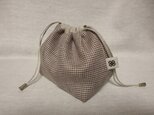 お弁当巾着 千鳥 ピンク×ブラウンの画像