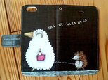 チョークアート 羊とハリネズミ iPhone手帳型ケース iPhone6/6Sケースの画像