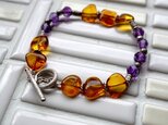 琥珀とアメジストのブレスレット