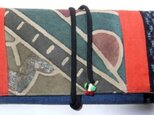 着物リメイク　柿渋で染めた五月旗で作った和風財布　１０５１の画像