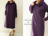 素材お試し品！厚地wool(ウール）witchドルマンスリーブ ワンピース/ウィッチパープル a54-9の画像