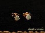 【SALE】 14kgf プレシャス オパール 6本爪 スタッド ピアス 3mmの画像