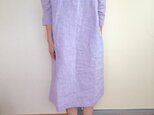 【春物】リネンのワンピース  7分袖 　ラベンダー