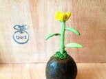 590.bud 粘土の鉢植え ハハコグサ