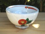 赤絵椿文飯碗　小