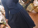 日本製 織元藍染刺し子布のスカートの画像
