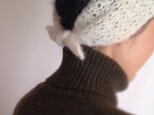 ふんわりアルパカウールのヘアバンド&スカーフ［2way］whiteの画像