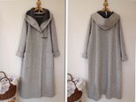 ★ウール100%  ニットフード付きロングコート★終了